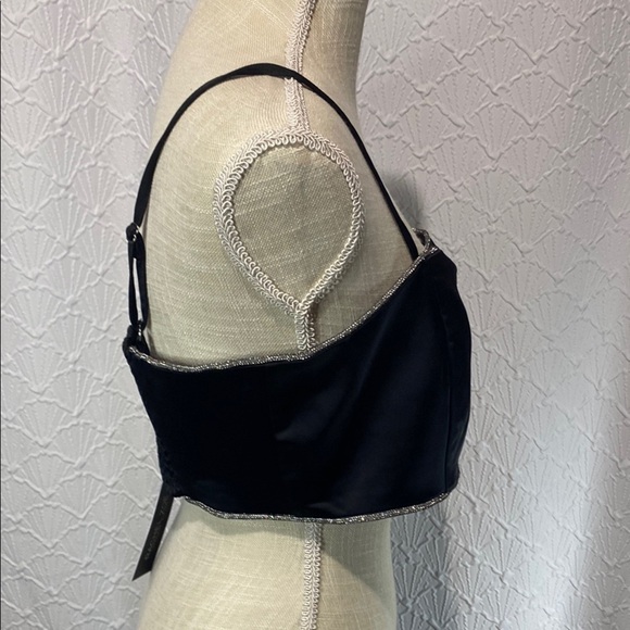NWT Rachel Zoe size 12 Black Camisole Top satiny feel bling adjustable club - Picture 6 of 8